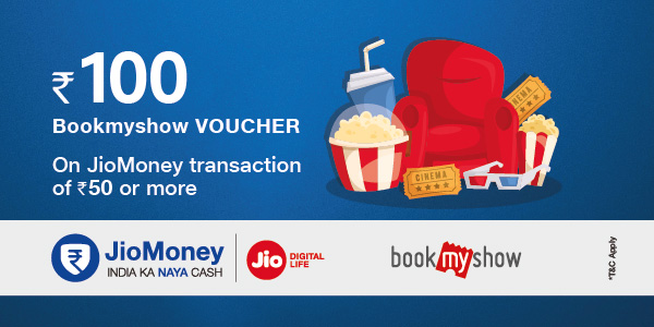Get Rs 100 BookMyShow Voucher on payment via JioMoney