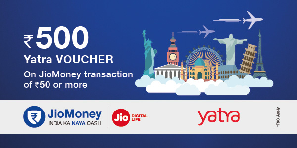 Get Rs 500 Yatra Voucher on payment via JioMoney