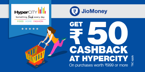 Get Rs 50/- cashback at HyperCITY outlets