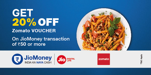 Get 20% off Zomato Voucher on payment via JioMoney